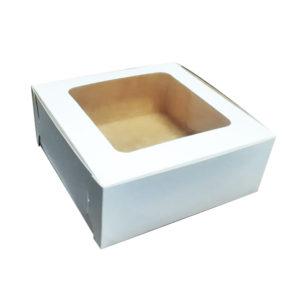 Caja de cartón kraft marrón Klairview con tapa de plástico