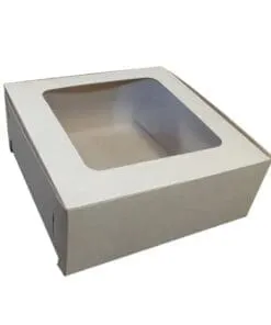 CAJA DE CARTÓN KRAFT DE 10" PULGADAS CON VENTANA DE CELOFÁN