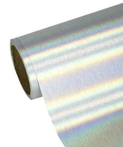VINIL GLOSSY HOLOGRAPHIC BRUSHED SILVER DE 12″ PULGADAS X 1.52MTS