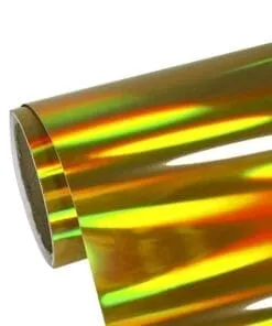 VINIL GLOSSY HOLOGRAPHIC GOLD DE 12″ PULGADAS X 1.52MTS