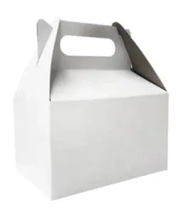 CAJA DE CARTÓN BLANCO TIPO LONCHERA DE 7" PULGADAS