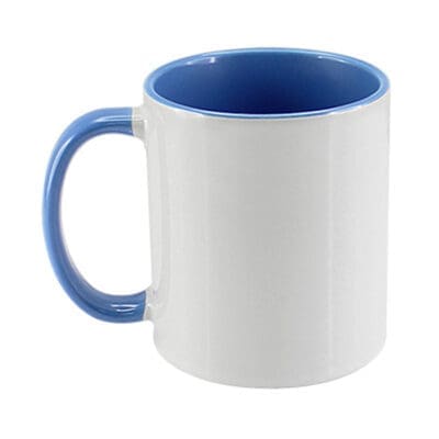 Taza Blanca Bicolor Con Asa De Color Azul Novocolor S A