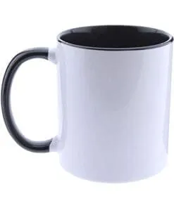 TAZA BLANCA BICOLOR CON ASA DE COLOR NEGRO