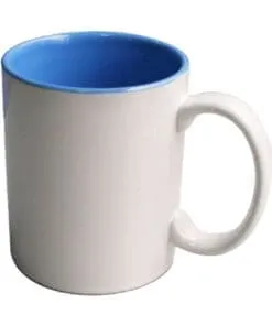 TAZA BLANCA BICOLOR AZUL