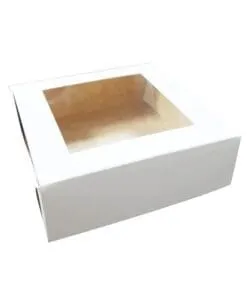 CAJA DE CARTÓN BLANCO DE 6″ PULGADAS CON VENTANA DE CELOFÁN