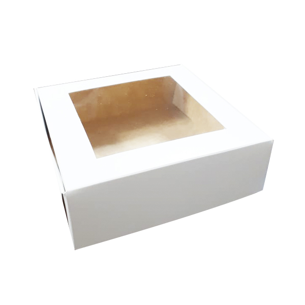 Caja de cartón con tapa y ventana antivaho 1300 cc 21x14x5 cm  kraft/transparente - RETIF