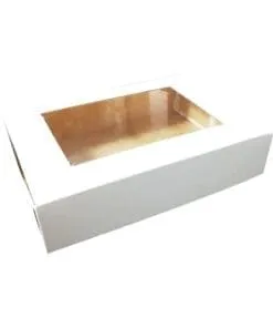 CAJA DE CARTÓN BLANCO DE 8″ PULGADAS CON VENTANA DE CELOFÁN