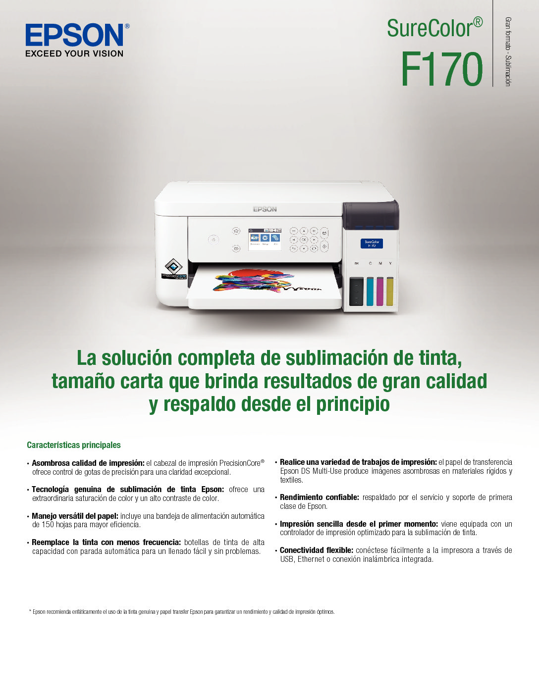 Impresora de Sublimación de Tinta SureColor EPSON F170, Inalámbrica, Usb –