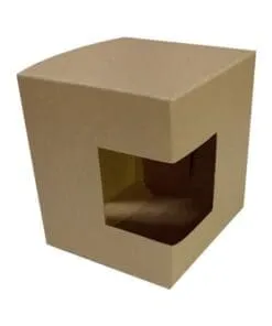 CAJA DE CARTÓN KRAFT CON VENTANA PARA TAZA CERÁMICA