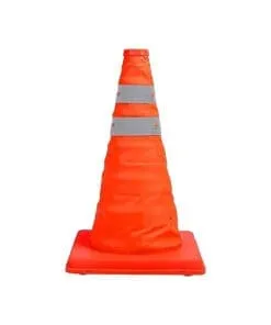 CONO PLEGABLE NARANJA DE 28" PULGADAS CON DOS BANDAS