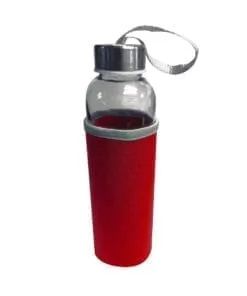 PACHON DE VIDRIO DE 500ML CON FUNDA DE NEOPRENO ROJO