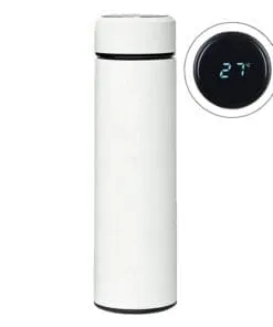 TERMO DE ACERO INOXIDABLE COLOR BLANCO CON MEDIDOR DE TEMPERATURA
