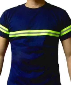 PLAYERA DE ALGODÓN AZUL CON FRANJA REFLECTIVA TALLA S, M, L Y XL