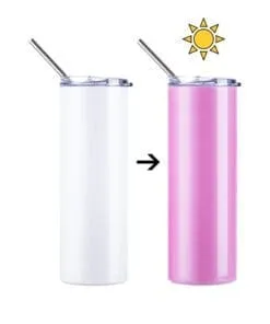 TUMBLER COLOR CHANGING RAYOS UV BLANCO A ROSA