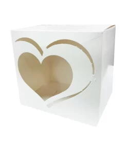 CAJA SUBLIMABLE BLANCA CON VENTANA DE CORAZON PARA TAZA DE 11 ONZAS