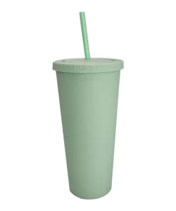 VASO CON PAJILLA COLOR MENTA MATE DE 24 ONZAS