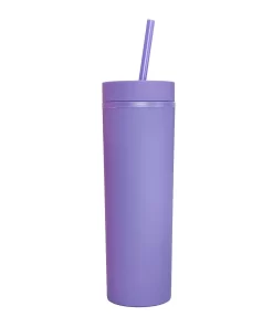 VASO CON PAJILLA SKINNY COLOR MORADO MATE DE 16 ONZAS