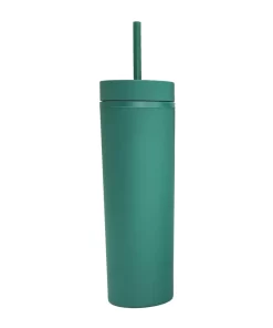 VASO CON PAJILLA SKINNY COLOR VERDE MATE DE 16 ONZAS