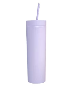 VASO CON PAJILLA SKINNY COLOR VIOLETA MATE DE 16 ONZAS