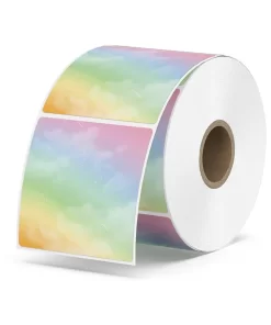 ROLLO DE ETIQUETA TERMICA CUADRADA ARCOIRIS