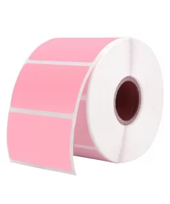 ROLLO DE ETIQUETA TERMICA RECTANGULAR ROSA