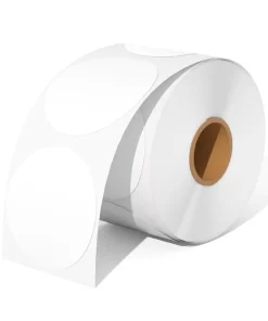 ROLLO DE ETIQUETA TERMICA REDONDA BLANCA