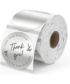 ROLLO DE ETIQUETA TERMICA REDONDA PLATEADA