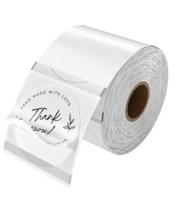 ROLLO DE ETIQUETA TERMICA REDONDA TRANSPARENTE