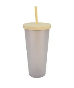 VASO CON PAJILLA Y TAPADERA COLOR BEIGE DE 24 ONZAS