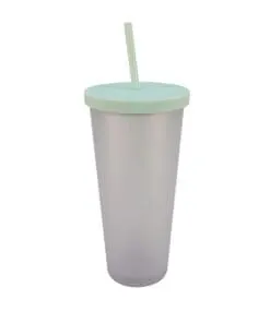 VASO CON PAJILLA Y TAPADERA COLOR MENTA DE 24 ONZAS