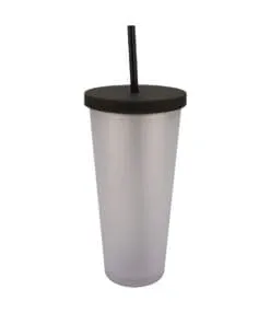 VASO CON PAJILLA Y TAPADERA COLOR NEGRO DE 24 ONZAS