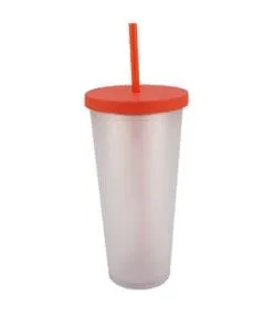 VASO CON PAJILLA Y TAPADERA COLOR ROJO DE 24 ONZAS