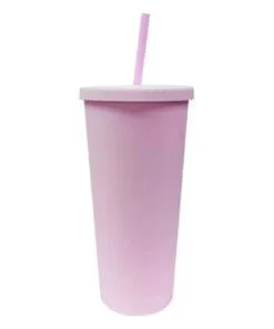 VASO CON PAJILLA COLOR VIOLETA MATE DE 24 ONZAS