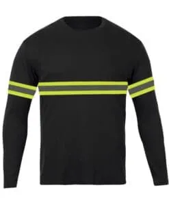 PLAYERA MANGA LARGA DE ALGODÓN NEGRA CON FRANJA REFLECTIVA