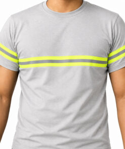 PLAYERA DE ALGODÓN GRIS CON FRANJA REFLECTIVA TALLA S, M, L Y XL