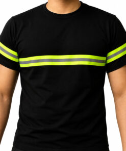 PLAYERA DE ALGODÓN NEGRA CON FRANJA REFLECTIVA
