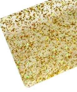 MINI PLANCHA DE ACRÍLICO GLITTER TRANSPARENTE DORADO