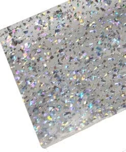 MINI PLANCHA DE ACRÍLICO GLITTER TRANSPARENTE PLATEADO