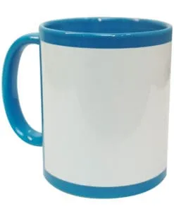 TAZA BICOLOR CELESTE CON VENTANA SUBLIMABLE