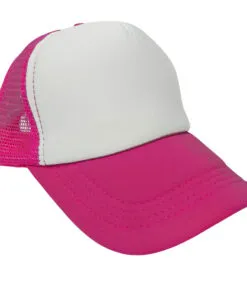 GORRA SUBLIMABLE TIPO CAMIONERO CON MALLA DE COLOR FUCSIA