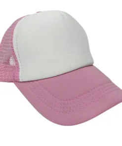 GORRA SUBLIMABLE TIPO CAMIONERO CON MALLA DE COLOR ROSADO