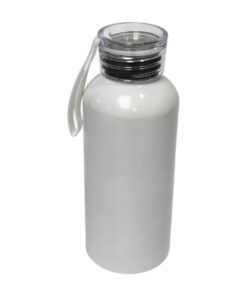 BOTE SUBLIMABLE DE ALUMINIO BLANCO DE 600ML CON TAPA BLANCA TRANSPARENTE